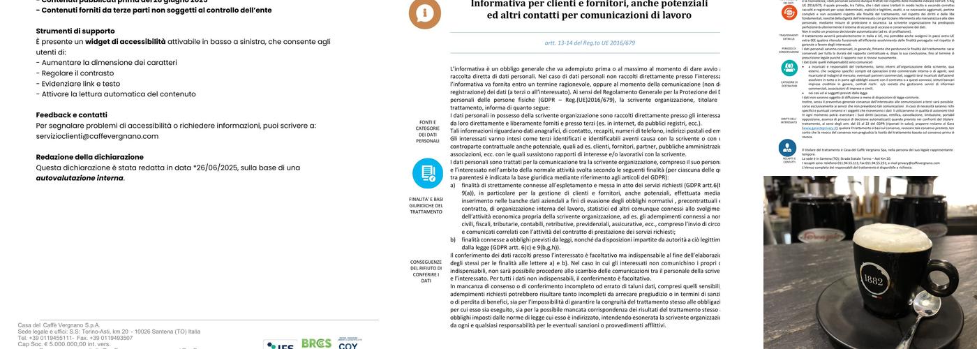 CAFFÈ VERGNANO 1882 Menu