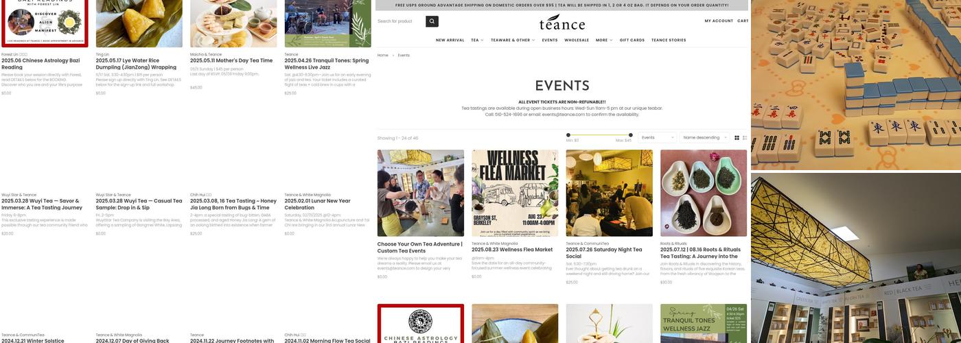 Teance Fine Teas Menu