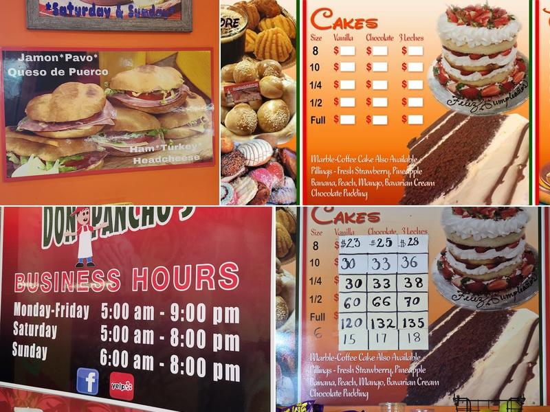 Don Pancho's Bakery Menu