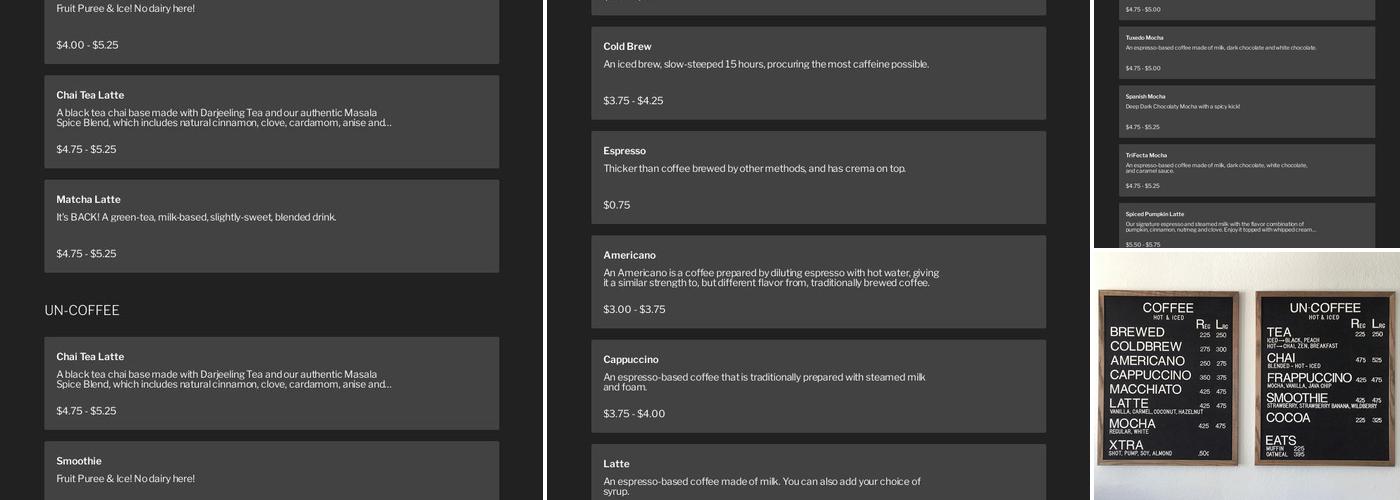 Exeter Coffee Co. Menu