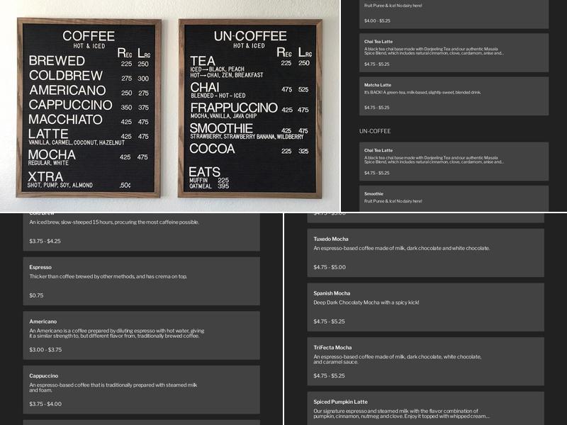 Exeter Coffee Co. Menu