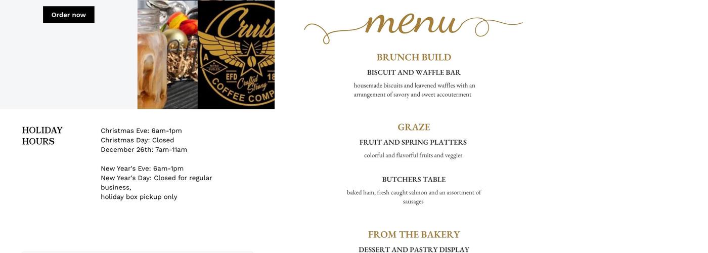 Cruise Coffee Company Menu