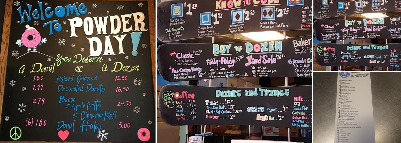 Powder Day Donuts Menu