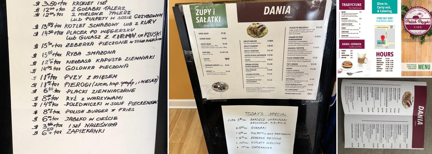 Polish Paczki Cafe Menu