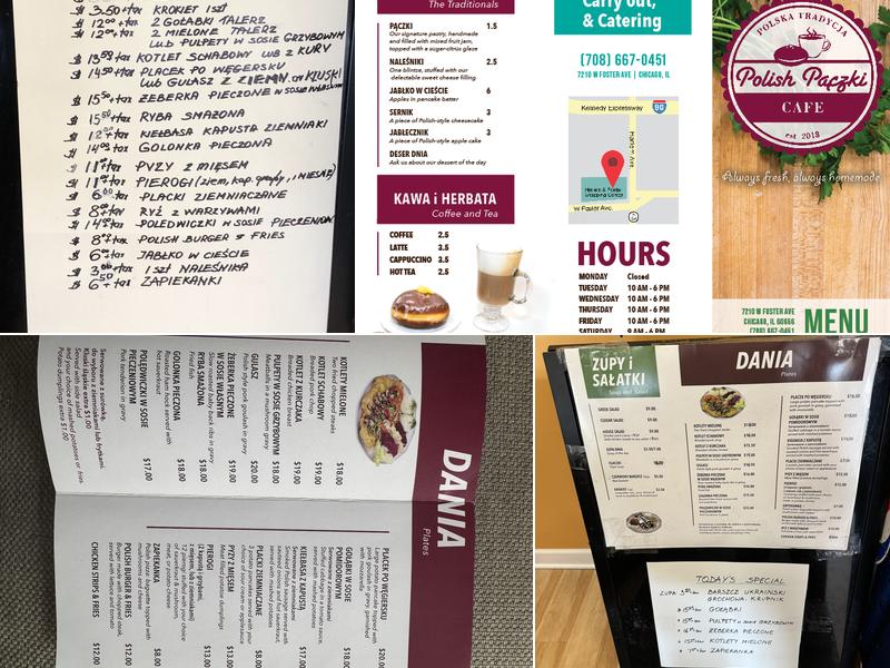 Polish Paczki Cafe Menu