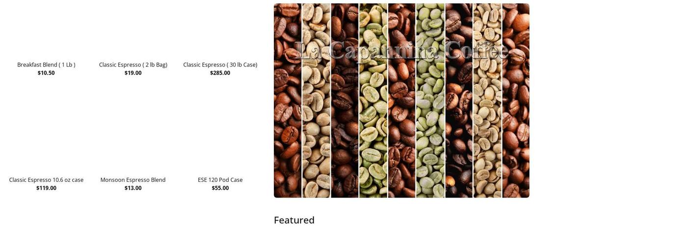 La Capannina Coffee Menu