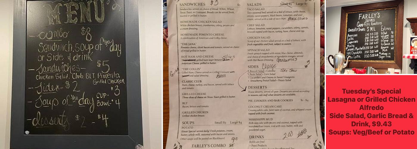 Farley's Menu