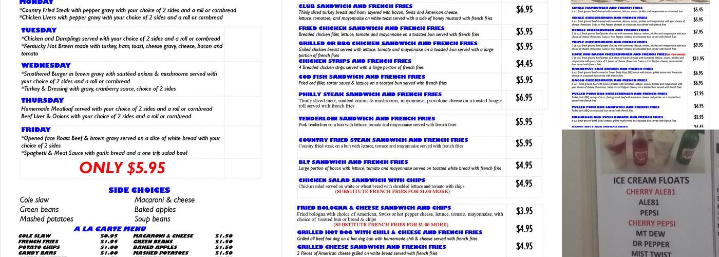 Bargains On Broadway Menu