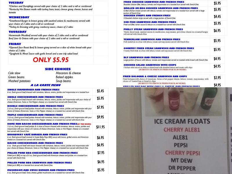 Bargains On Broadway Menu