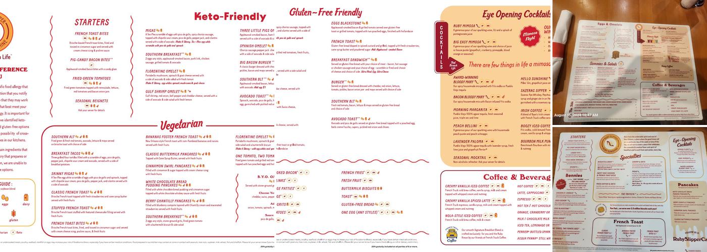 Ruby Slipper Uptown Menu