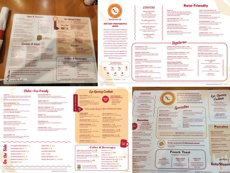 Ruby Slipper Uptown Menu
