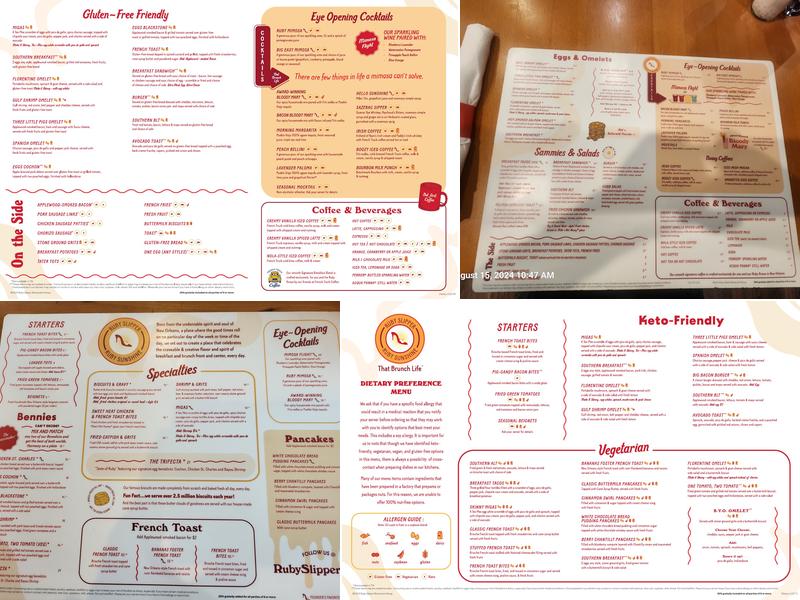 Ruby Slipper Uptown Menu