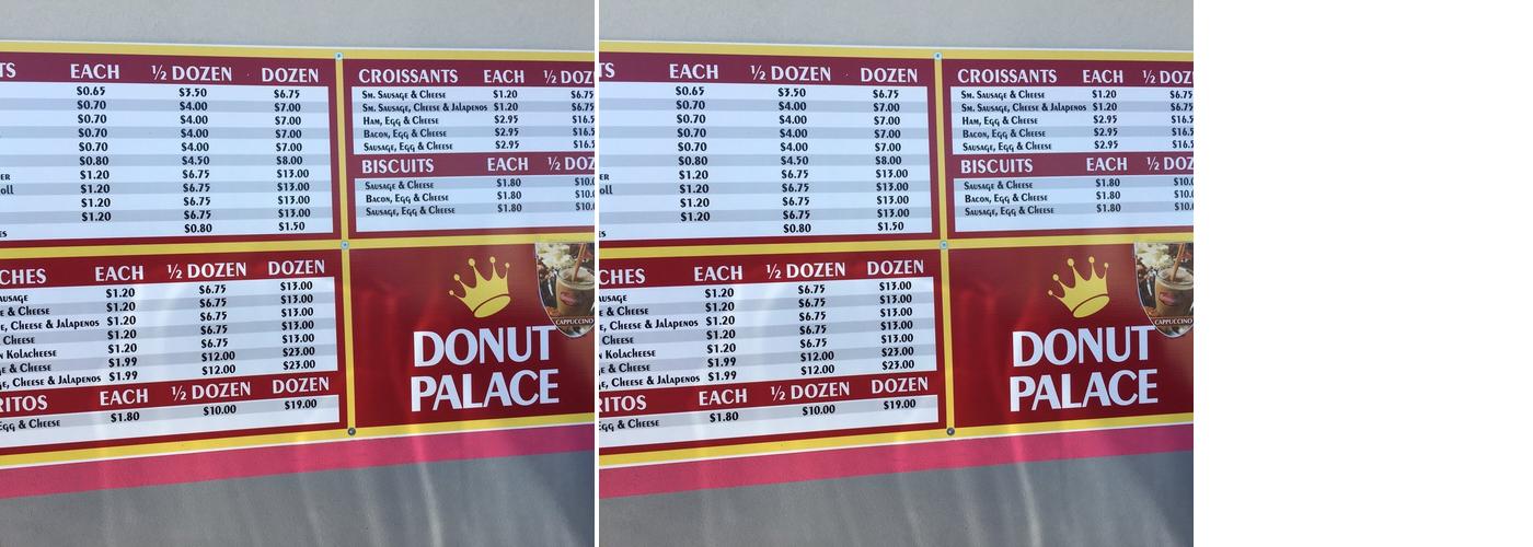 Donut Palace Menu