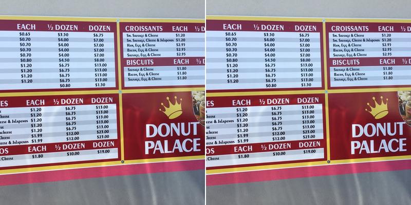 Donut Palace Menu