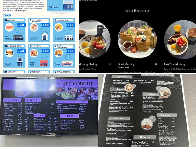 Cafe Porche & Snowbar Menu