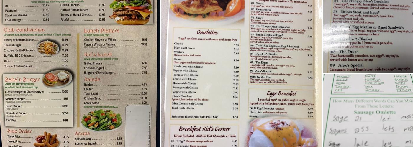 D & D Breakfast & Lunch + Ice cream Parlor Menu