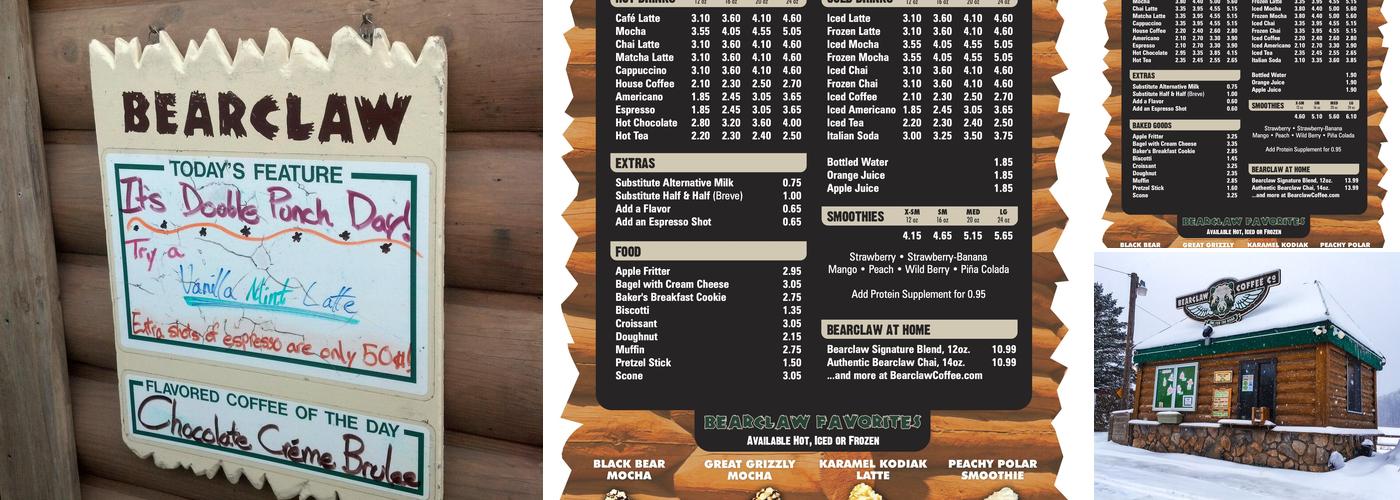 Bearclaw Coffee Co. Menu