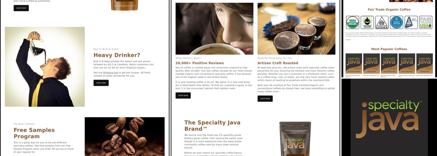 Specialty Java Inc. Menu