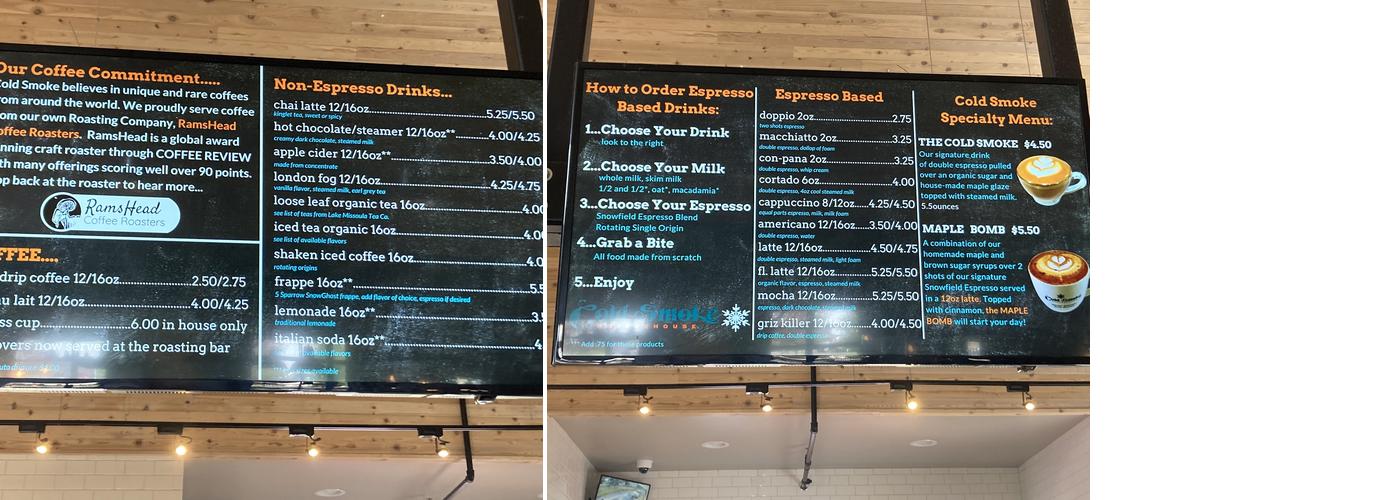 Cold Smoke Coffeehouse Menu