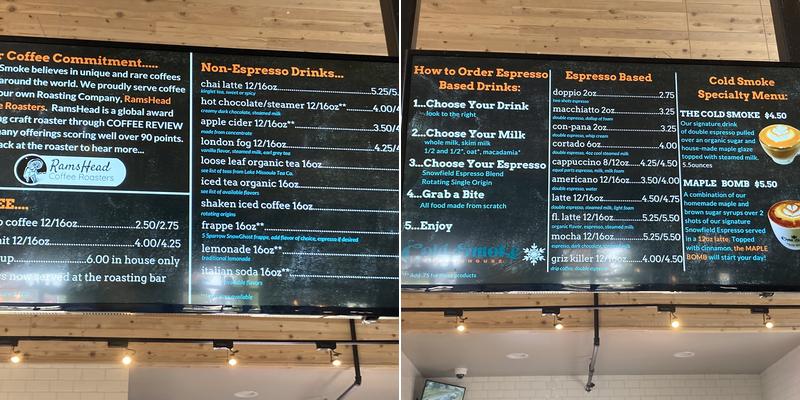 Cold Smoke Coffeehouse Menu