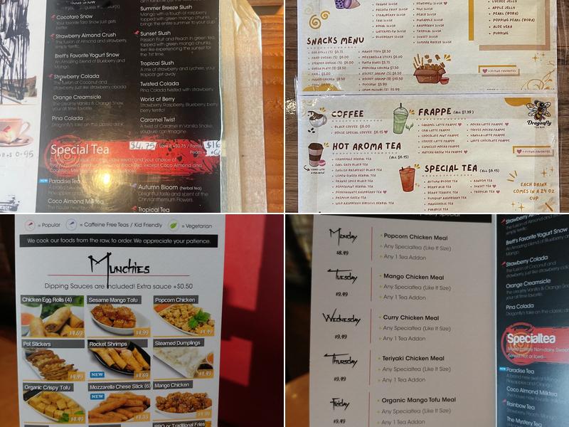 Dragonfly Tea Bar Menu