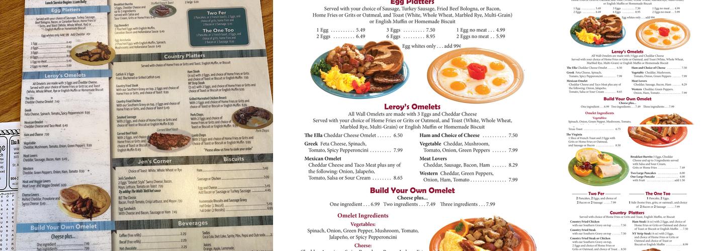 Leroy's Cafe Menu