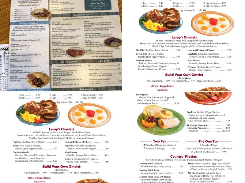 Leroy's Cafe Menu