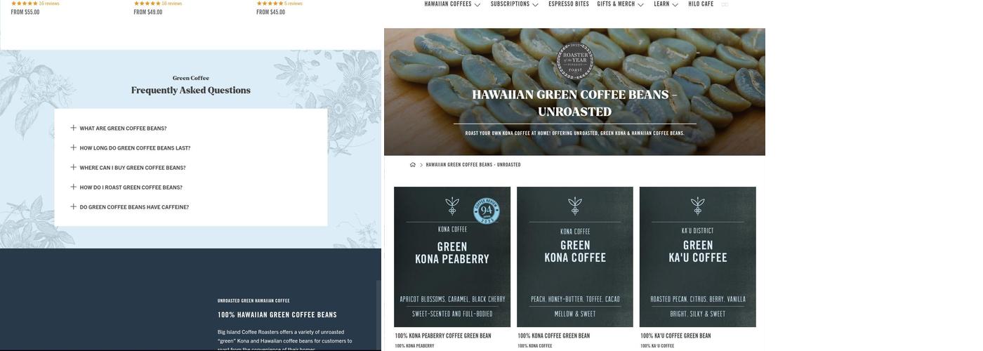 Big Island Coffee Roasters Menu