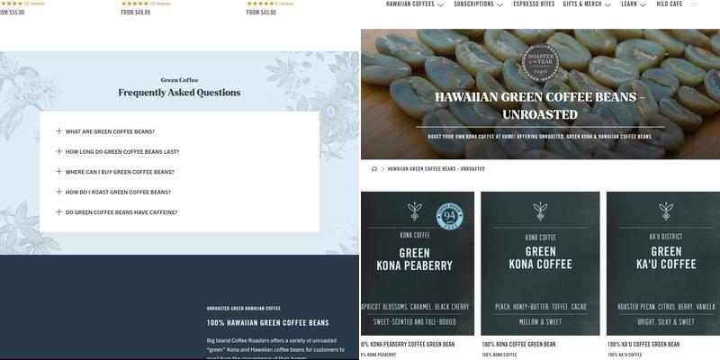 Big Island Coffee Roasters Menu