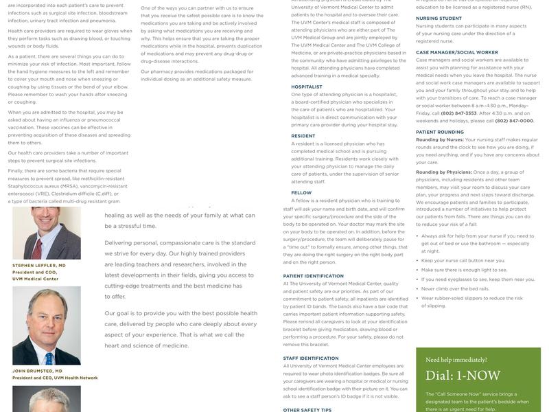 UVM Medical Center Main Street Cafe Menu