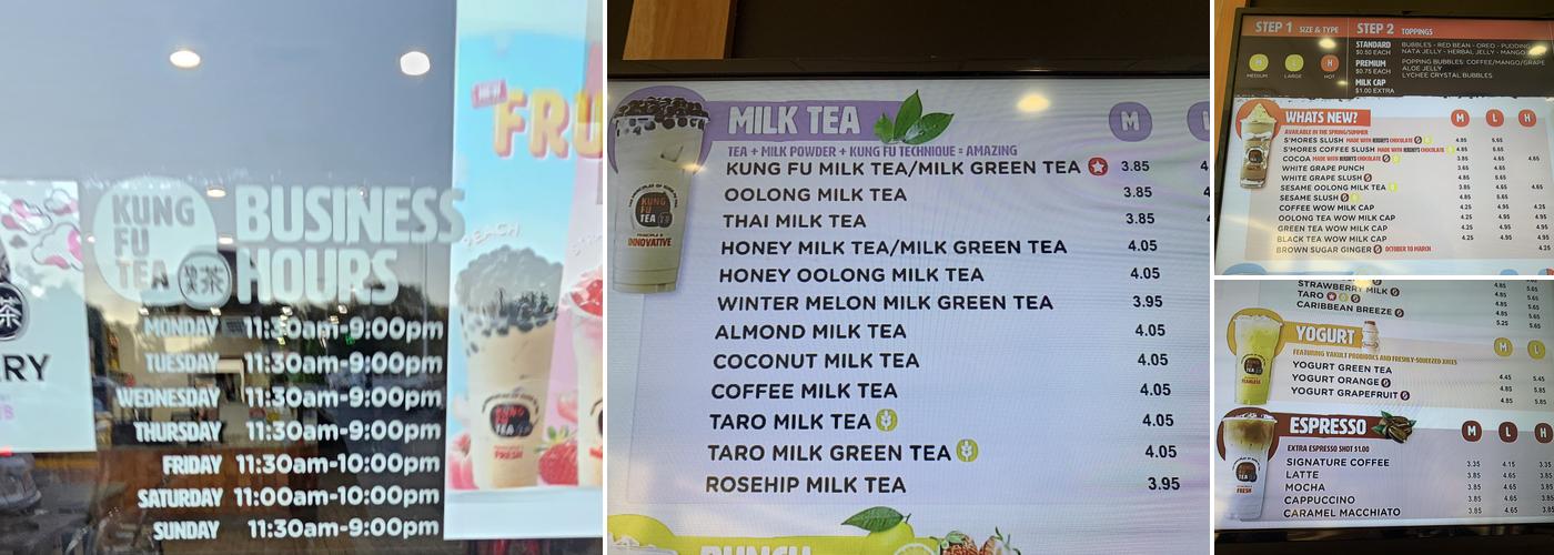 Kung Fu Tea Menu