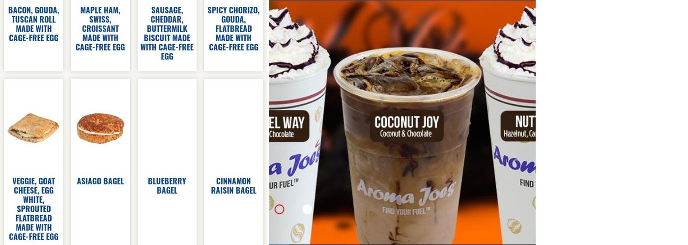 Aroma Joe's Coffee Menu