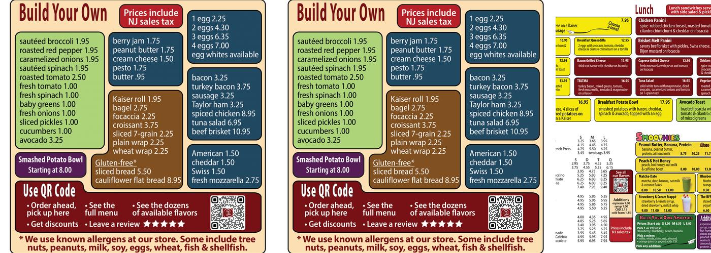 Longfellow's Coffee Menu