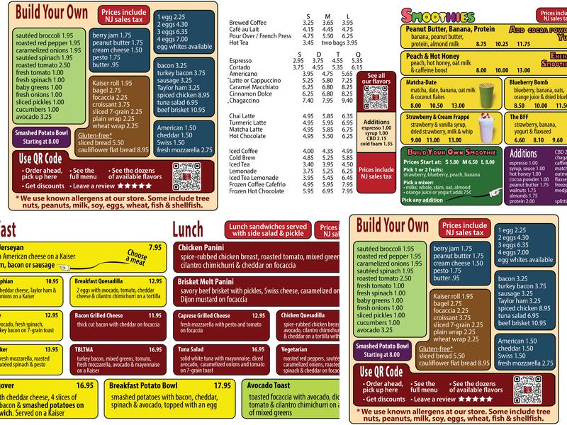 Longfellow's Coffee Menu