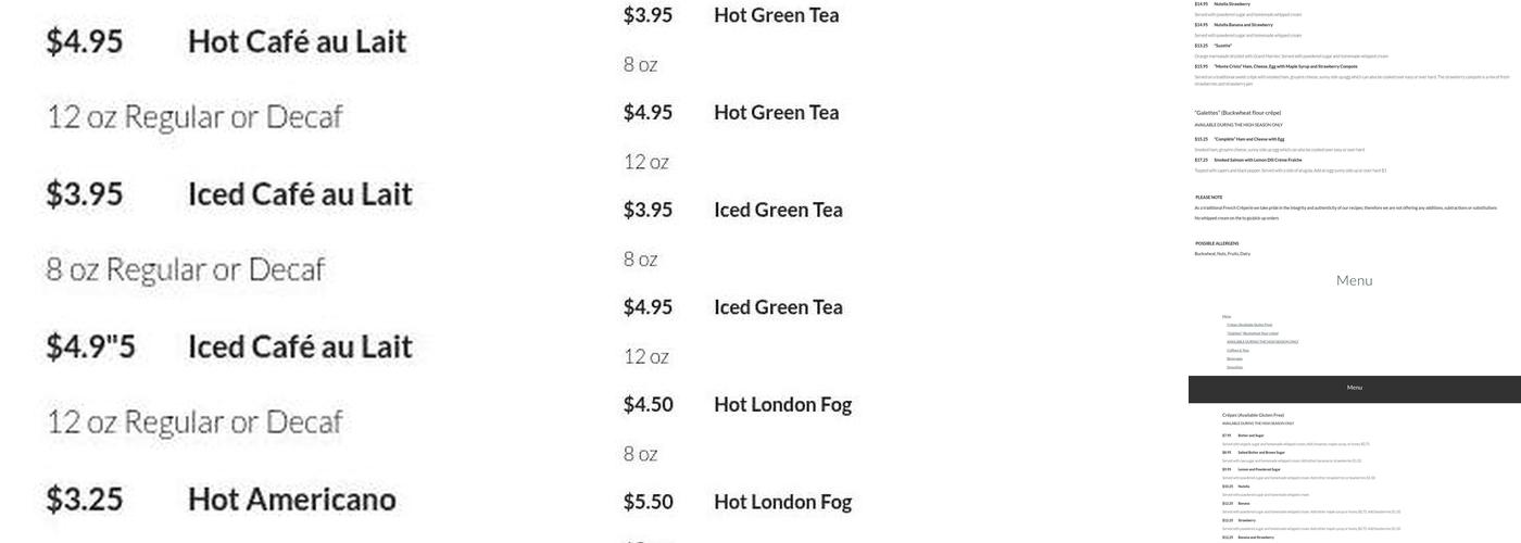 Crêperie de la Mer Menu