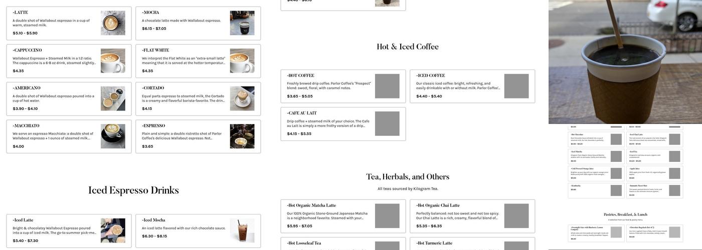 Manhattanville Coffee Menu