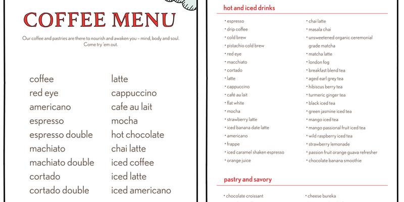 Matto Espresso Menu