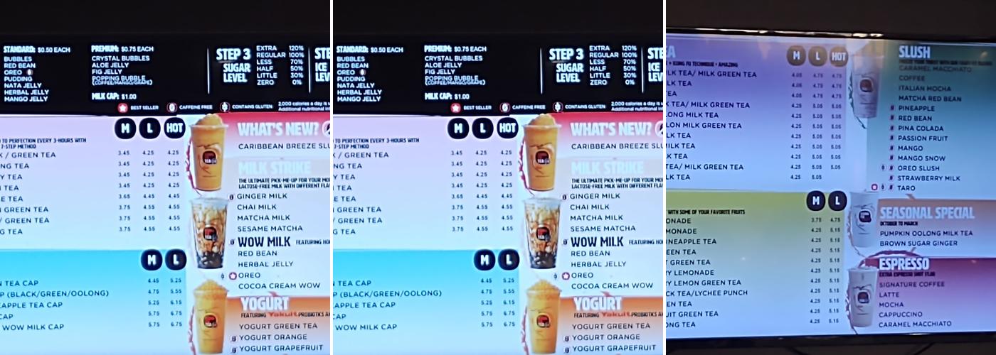 Kung Fu Tea Menu