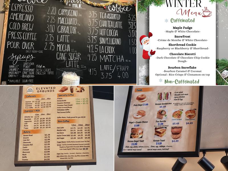Elevated Grounds Menu