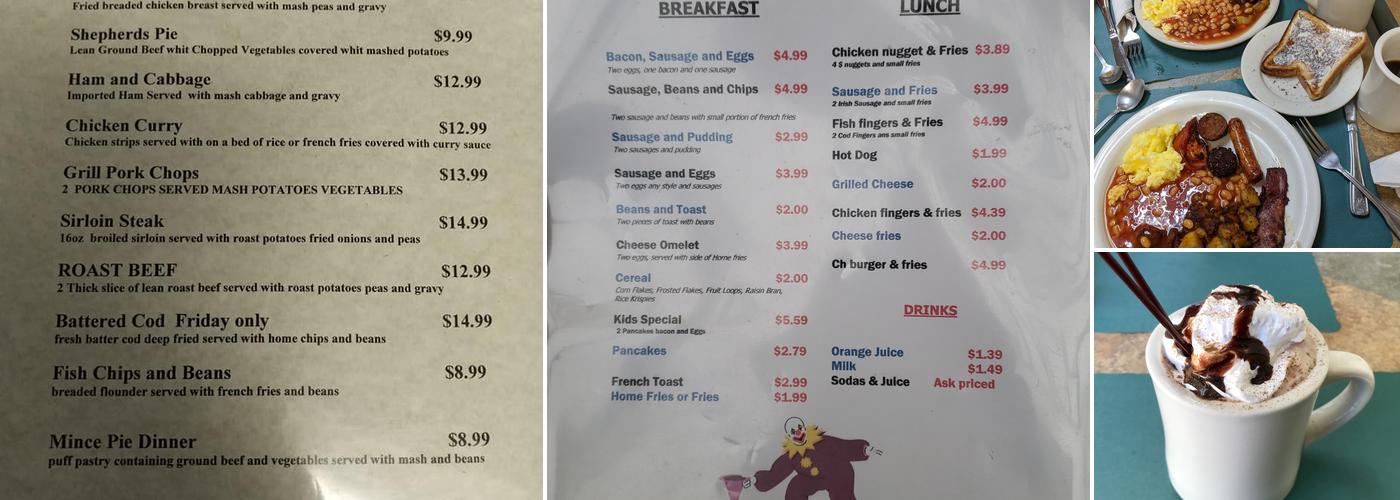 Irish Coffee Shop Inc Menu