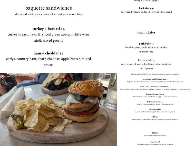 Buck and Board Menu