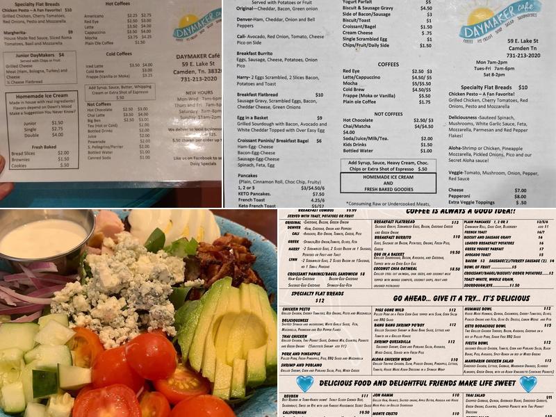 The DayMaker Cafe Menu