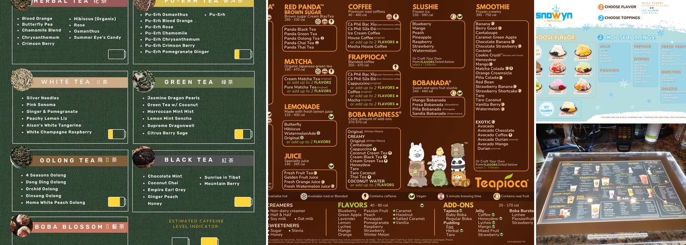 Teapioca Lounge Menu