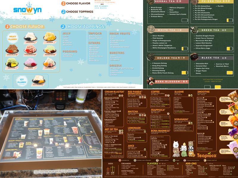 Teapioca Lounge Menu