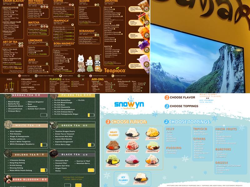 Teapioca Lounge Menu