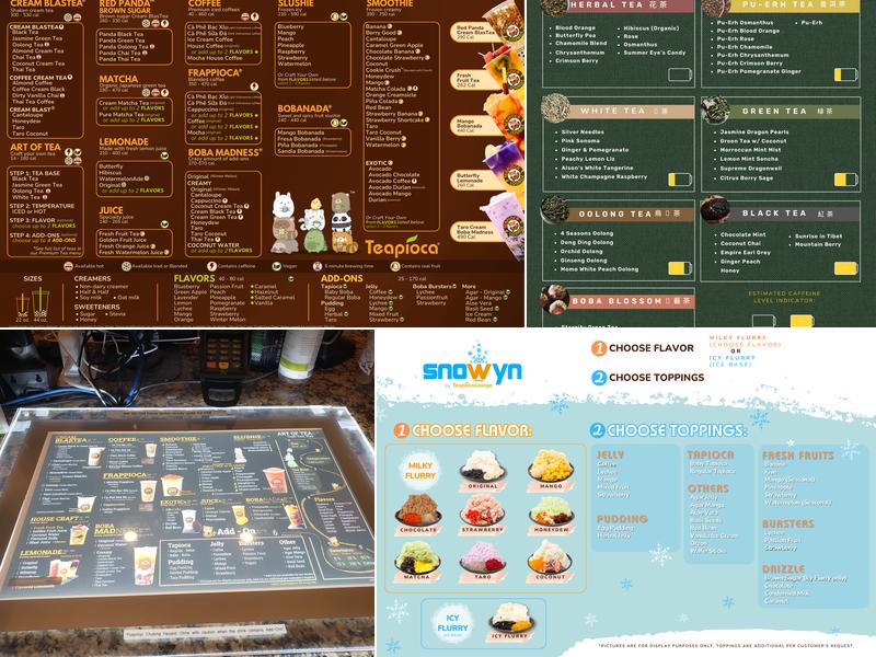 Teapioca Lounge Menu