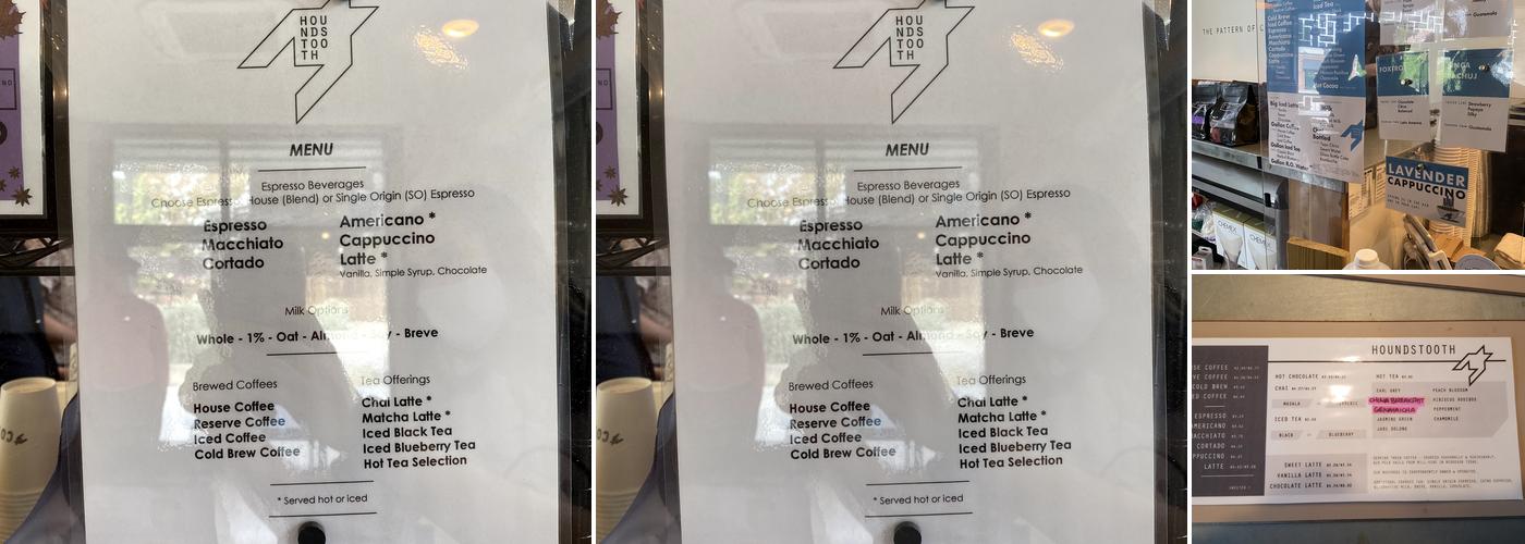 Houndstooth Coffee Menu