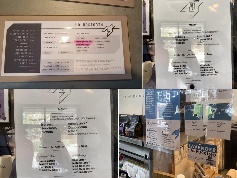 Houndstooth Coffee Menu