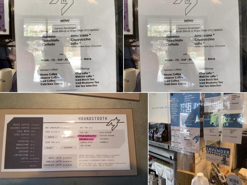 Houndstooth Coffee Menu