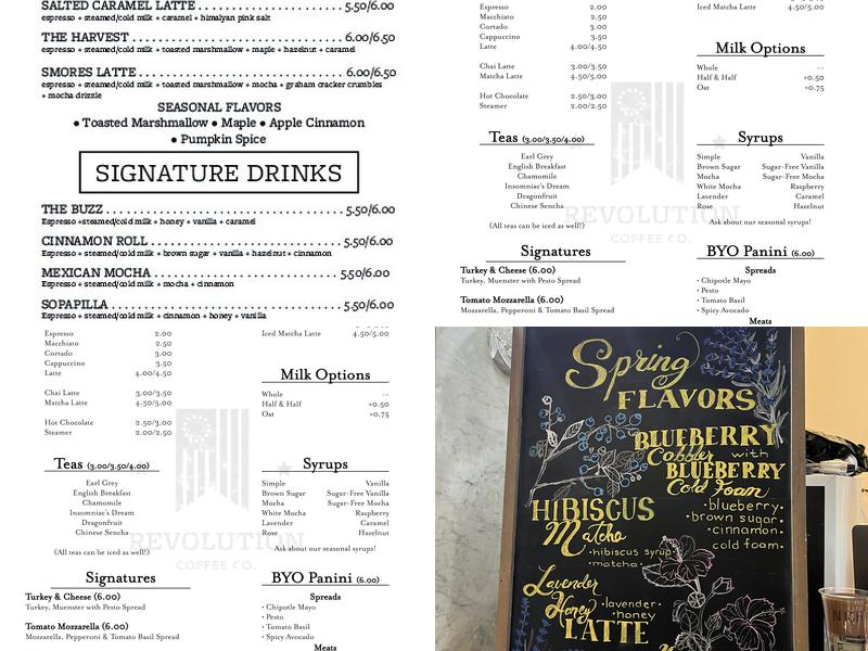 Revolution Coffee Co. Menu